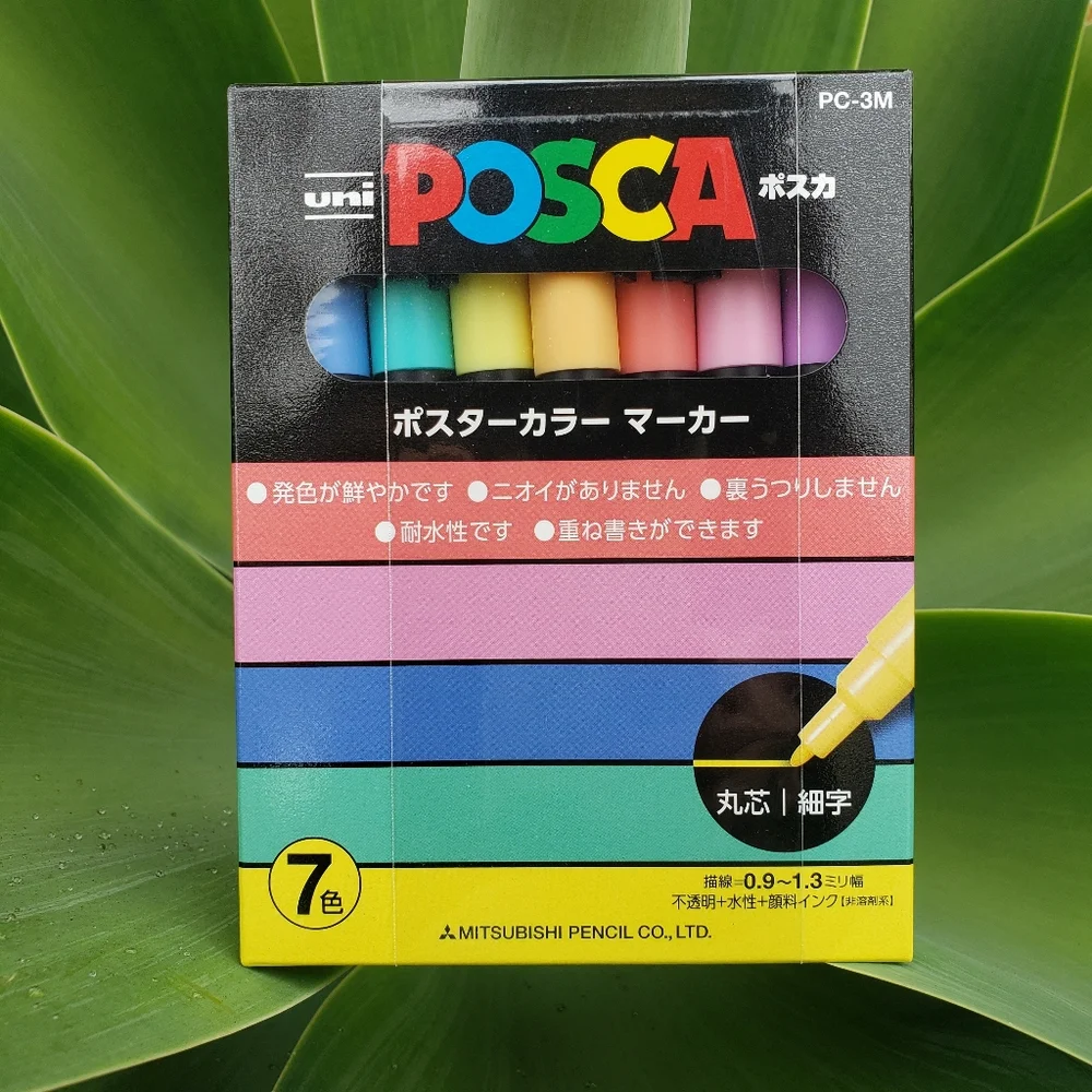 New Uni Posca Paint Marker Pen Fine Point Set of 7 Natural Colors PC-3M 7C